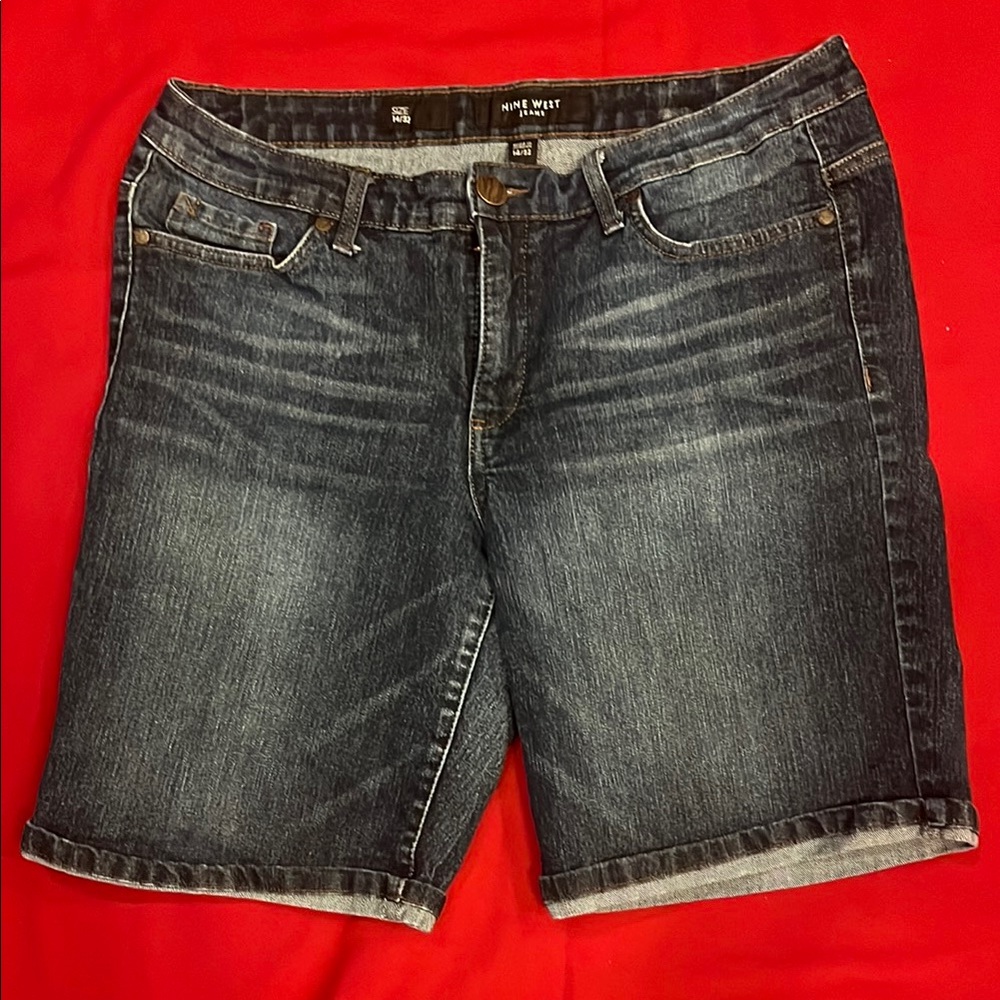 Nine West Woman’s Blue Jean Shorts with Distressed Look